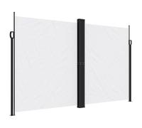 Parabrezza retrattile bianco 200 x 1200 cm, tenda laterale in poliestere | Resistente all'acqua e ai raggi UV, facile installazione a terra, uso interno/esterno, design arrotolabile automatico, pali