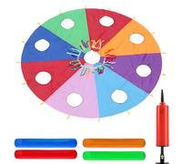 Paracadute da gioco da 1,8 m con 9 fori, Whack A Mole e 4 canne d'aria, gonfiatore incluso, tessuto in poliestere, per bambini, divertimento all'aperto e al chiuso