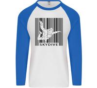 Paracadutismo Codice a Barre Skydive Caduta Libera Uomo L/S Baseball T-Shirt