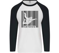 Paracadutismo Codice a Barre Skydive Caduta Libera Uomo L/S Baseball T-Shirt