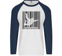 Paracadutismo Codice a Barre Skydive Caduta Libera Uomo L/S Baseball T-Shirt