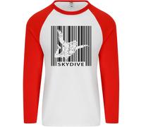 Paracadutismo Codice a Barre Skydive Caduta Libera Uomo L/S Baseball T-Shirt