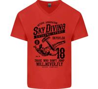 Paracadutismo Extreme SPORTS Caduta Libera Uomo Scollo A V Cotone T-Shirt