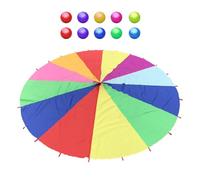 Parachute Per Bambini - Play Cooperativo Parachute | 6ft Multicolored Play Parachutes | Paracadute Con 10 Palle, Accessorio Per Giochi Di Gruppo Divertente Per Feste Di Compleanno, Attività Scolastich