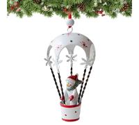 Parachute Santa, Flying Snowman Charm, Whimsical Ornament Pair, 6x6x11cm, Eye-Catching Christmas Decoration, Lightweight Hanging Display Red and White, for Tree Fireplace Window Balcony Party
