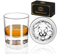 PARACITY Bicchieri da Whisky, Design Leone, Fondo Spesso, Whisky Old Fashioned, Gin, Vodka, Bicchieri da Whiskey, Set di 2, Regali per Uomo