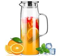 PARACITY Brocca di vetro, brocca di acqua ad alto borosilicato, brocca di tè ghiacciato con coperchio 55oz