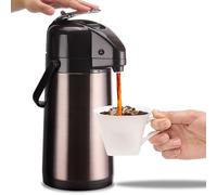 PARACITY Caraffa da caffè Airpot aggiornata con doppia pompa, dispenser di bevande in acciaio inossidabile per bevande calde/fredde con base Lazy Susan, caffè Termos Para Cafe per cacao caldo per