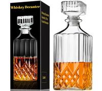 PARACITY Decanter Whisky, Decanter per Alcool da 890ML con Tappo in Vetro, Decanter per Bourbon in Confezione Regalo, Set Bicchieri Whisky, Decanter per Vino Particolare, Set Regalo Uomo