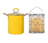 PARACITY Friggitrice 3L con Cestello, Padella Piccola con Manico in Silicone Antiscottatura, Acciaio Inossidabile 304, per Friggere Patatine Fritte, Pesce e Pollo
