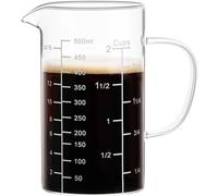 PARACITY Misurino, misurino in vetro con tre scale e apertura a forma di V, misurino 500 ml con manico, tazze di misura per cucina o ristorante
