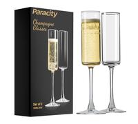 ParaCity Set di 2 bicchieri da spumante, da 170 ml, eleganti bicchieri da spumante, da cocktail, regalo per compleanno, matrimonio, Natale, Capodanno, decorazione trasparente per uomo e donna (a forma