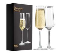 ParaCity Set di 2 bicchieri da spumante, da 170 ml, eleganti bicchieri da spumante, da cocktail, regalo per compleanno, matrimonio, Natale, Capodanno, decorazione trasparente per uomo e donna (a forma
