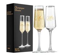 PARACITY Set di 2 calici da champagne per matrimoni Mr e Mrs, bicchieri da champagne per sposi, regali per addio al nubilato, regalo di fidanzamento, 8,5 oz/250 ml