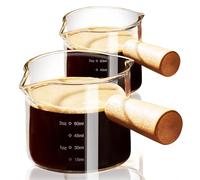 PARACITY Set di 2 tazze da caffè con manico, 99,2 g, in vetro a doppio beccuccio, con doppia scala, bicchiere trasparente per espresso con bocca a V, accessori per espresso