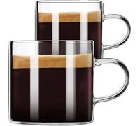 ParaCity Set di 2 Tazzine da Caffè, Tazzine da Caffè da 120 ml, Tazzine da Caffè in Vetro Trasparente con Manici, Accessori per Caffè Espresso, Tazzine per Macchine da Caffè Espresso, Tazze da tè
