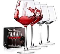 PARACITY Set di 4 Bicchieri da Vino Soffiati a Mano - Bordeaux, Bianco e Rosso 473 ml - Regali per Natale, Matrimoni, Compleanni, Uomini e Donne