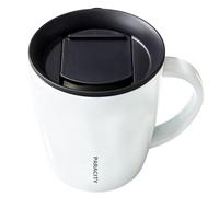 PARACITY Tazza da caffè isolata in acciaio inox con manico con coperchio a doppia parete, tazza da viaggio, da campeggio, per uomini e donne, 350 ml (bianco)