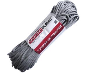 PARACORD PLANET 550 libbre, 50 Piedi Hank, Cavo per Paracadute Grigio Argento. Conosciuto Anche Come Corda, Corda per Paracadute, Cavo Multiuso, Cavo tattico e Cavo Militare.