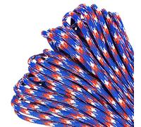 PARACORD PLANET - Genuine Type III 550 Paracord Nylon Colori Taglie Multiple - Resistenza alla trazione 550 LB (Rosso Bianco Blu Mimetico, 100 Piedi)