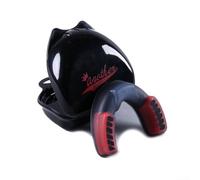 Paradenti da boxe per bambini, materiale EVA, per la sicurezza dei denti durante le attività sportive (S, nero, rosso)