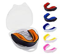 Paradenti - Paradenti professionale per sport a contatto, rugby, arti marziali, karate, rugby, MMA, boxe, hockey, calcio flessibile per giovani e adulti (nero/arancione)