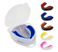 Paradenti - Paradenti professionale per sport a contatto, rugby, arti marziali, karate, rugby, MMA, boxe, hockey, calcio flessibile per giovani e adulti (bianco/blu)