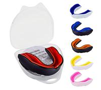 Paradenti professionale per sport di contatto, rugby, arti marziali, karate, rugby, MMA, boxe, hockey, calcio, flessibile, per giovani e adulti, colore: nero/rosso