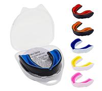 Paradenti professionale per sport di contatto, rugby, arti marziali, karate, rugby, MMA, boxe, hockey, calcio, flessibile, per giovani e adulti, colore: nero/blu
