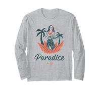 Paradise for Life (Dichiarazione Relax & Retro Hawaii Grafica) Maglia a Manica