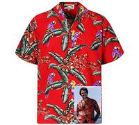 Paradise Found Camicia da Uomo Rainforest_Shirts, Colore: Rosso, XS