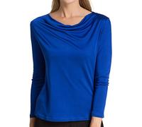 Paradise Silk Pure Silk - Maglia da donna a maniche lunghe, con collo a collo alto Blu reale S