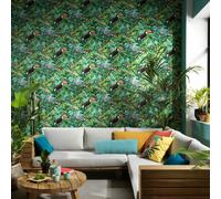 Paradisio 2 Giungla Uccelli Esotico Fogliame Erismann Parati - Blu 10121-18