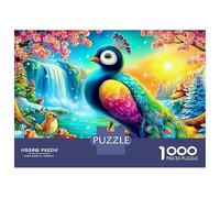 Paradiso dei pavoni 1000 Tessere Cascata primaverile Cartone Resistente Puzzle Per Ragazzi 14+, Difficile Sfida, Idea Regalo Natale Premium Immagini Vibranti 38x26cm/1000pcs