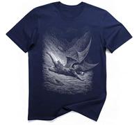 Paradiso Perduto Angelo Caduto Incisione Maglietta (M, Blu Navy)