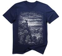 Paradiso Perduto Satana Che Osserva Il Paradiso T-Shirt Artistica (S, Blu Navy)