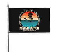 Paradiso Tropicale Miami Beach Nato Per Il Surf Bandiera Da Cortile Durevole Bandiere Da Giardino Divertente Bandiere Di Benvenuto Per Fattoria Esterni Interni 90X150Cm