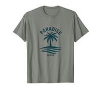 Paradiso Trovato Tropical Palm Beach Vacanza Maglietta, Uomo, Verde Militare mélange, 3XL