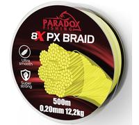 Paradox Fishing 8 fili da pesca intrecciati PX I Chartreuse giallo 500 m - 0,20 mm - 12,2 kg - lenza da pesca intrecciata - 8 X stretta treccia - perfetta per la pesca spinning