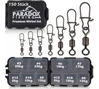 Paradox Fishing Duo-Lock, set di girelle da pesca, include dimensioni #4-#12, 100/150 pezzi, set di accessori per la pesca con moschettone, adatto per tutti i pesci