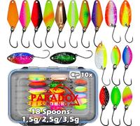 Paradox Fishing - Set di 18 spoon con scatola e snaps spoon trout area 1,5 g/2,5 g/3,5 g, spoons per trote (Spoon Box + 8 spoon 2,5g + 5 spoon 1,5g + 5 spoon 3,5g) trout area