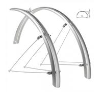 Parafanghi Bici Urban 20 Pollici Argento Policarbonato Kit Completo Aste Morsetti