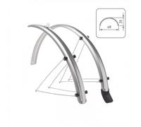 Parafanghi Bici Urban 28 Pollici Argento 48mm Policarbonato con Aste e Morsetti ZEUS 2