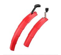 Parafanghi telescopici per bicicletta, anteriore e posteriore, regolabile a sgancio rapido per parafanghi/per mountain bike da strada 17-28 mm, gomma morbida con fanale posteriore, nero (rosso)