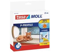 Tesa Moll P-Profile Seal - Gomma Sigillante per L'Isolamento degli Spazi tra Porte e Finestre - Bianco - 25 m x 9 mm x 5,5 mm
