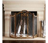 Parafuoco in ottone anticato, pieghevole, autoportante, altezza 70-90 cm, design invecchiato per protezione dalle scintille, elegante decorazione per la casa