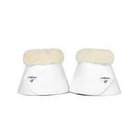 Paraglomi per cavalli in similpelle bianca con bordo in pelo super morbido e chi