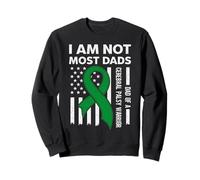 Paralisi cerebrale Warrior Dad USA Flag Syndrome Awareness Verde Felpa