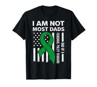 Paralisi cerebrale Warrior Dad USA Flag Syndrome Awareness Verde Maglietta
