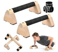 Parallele Calisthenics, 2 Parallele Basse, Maniglie per Flessioni in Legno 25cm, Ergonomiche e Antiscivolo con Protezione per il Polso, Push Up Bar Fitness per Interni ed Esterni